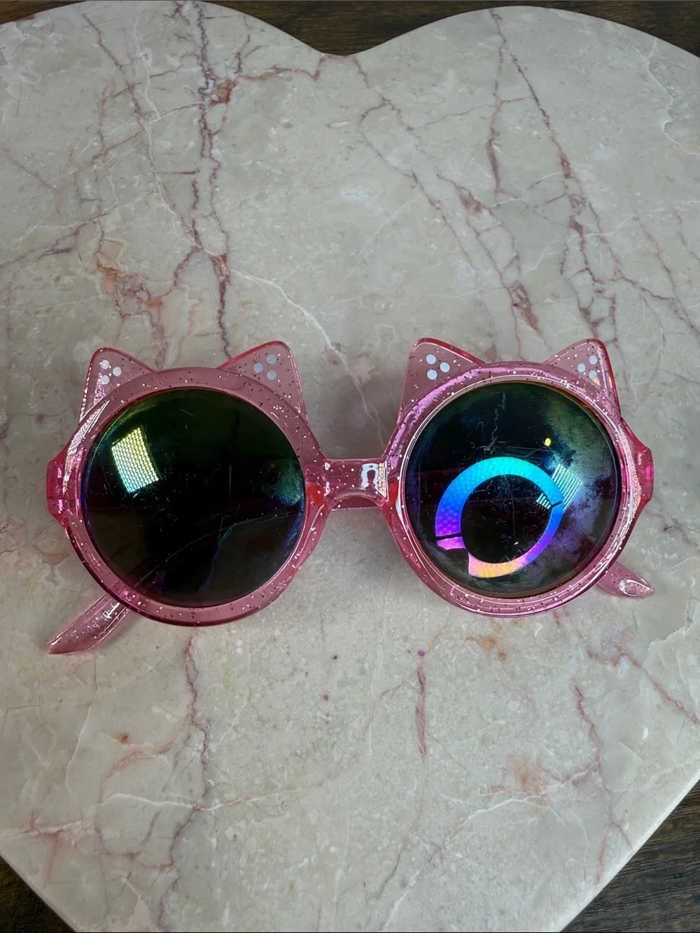 Kids Pink Cat-Ear Glitter Sunglasses
